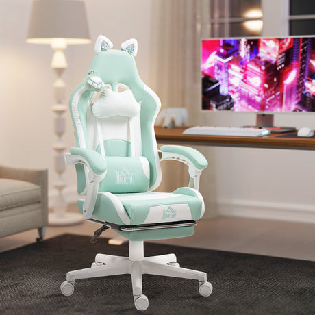 Faux Leather Gaming Chair 65cm Wide With Footrest - Velmora