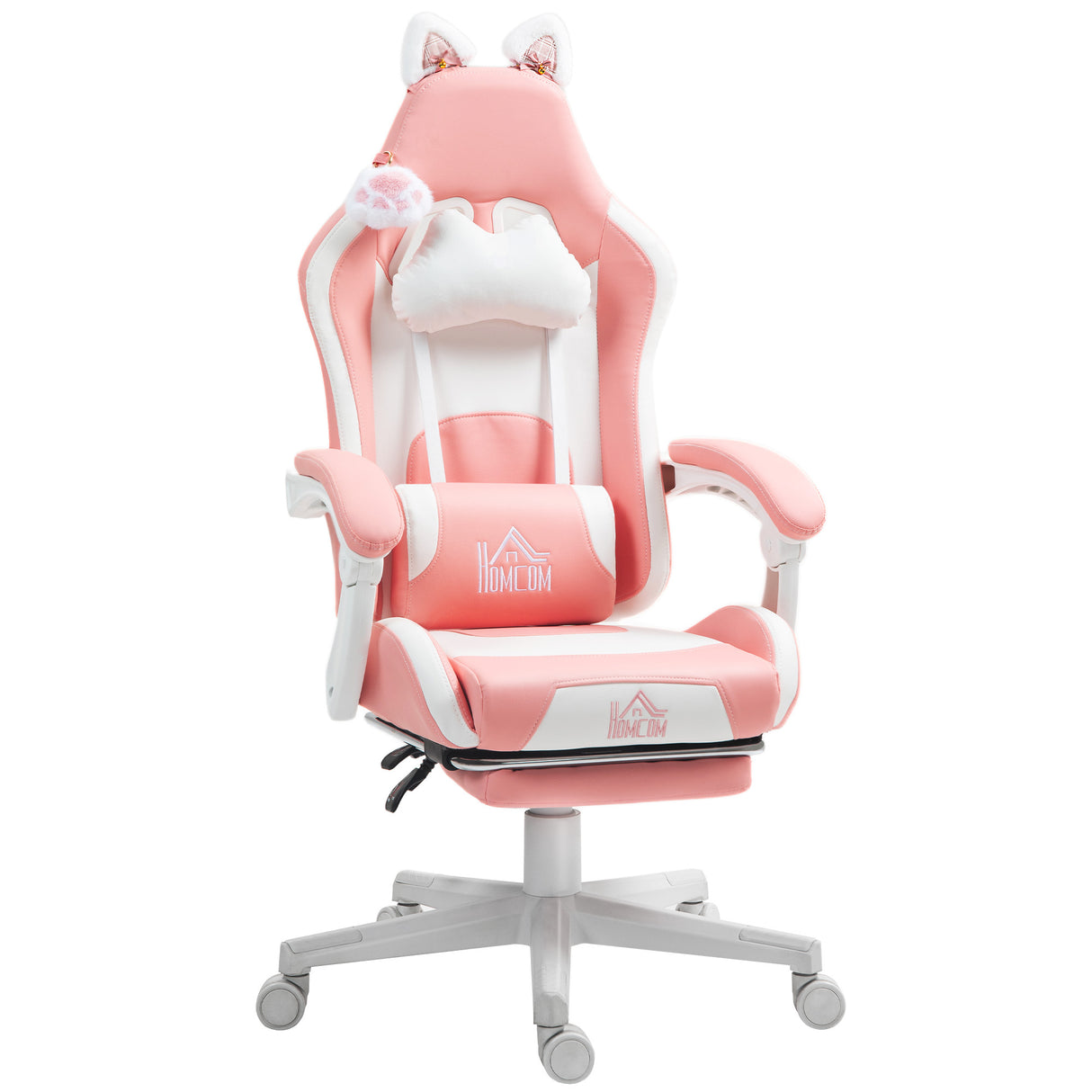 Faux Leather Gaming Chair 65cm Wide With Footrest - Velmora