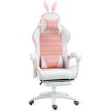 Faux Leather Gaming Chair 65cm Wide With Headrest And Removable Rabbit Ears - Velmora
