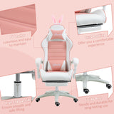Faux Leather Gaming Chair 65cm Wide With Headrest And Removable Rabbit Ears - Velmora