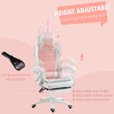 Faux Leather Gaming Chair 65cm Wide With Headrest And Removable Rabbit Ears - Velmora
