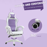 Faux Leather Gaming Chair 65cm Wide With Headrest And Removable Rabbit Ears - Velmora