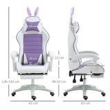 Faux Leather Gaming Chair 65cm Wide With Headrest And Removable Rabbit Ears - Velmora