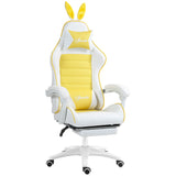 Faux Leather Gaming Chair 65cm Wide With Headrest And Removable Rabbit Ears - Velmora