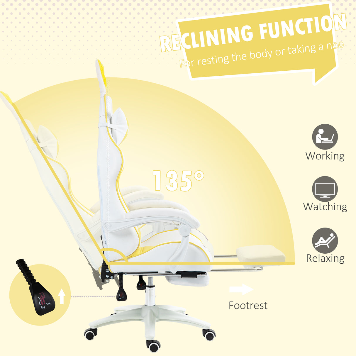 Faux Leather Gaming Chair 65cm Wide With Headrest And Removable Rabbit Ears - Velmora