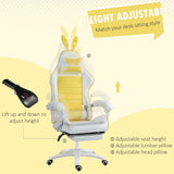 Faux Leather Gaming Chair 65cm Wide With Headrest And Removable Rabbit Ears - Velmora