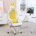 Faux Leather Gaming Chair 65cm Wide With Headrest And Removable Rabbit Ears - Velmora