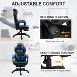 Faux Leather Gaming Chair 65cm Wide With Headrest And Swivel Wheels - Velmora