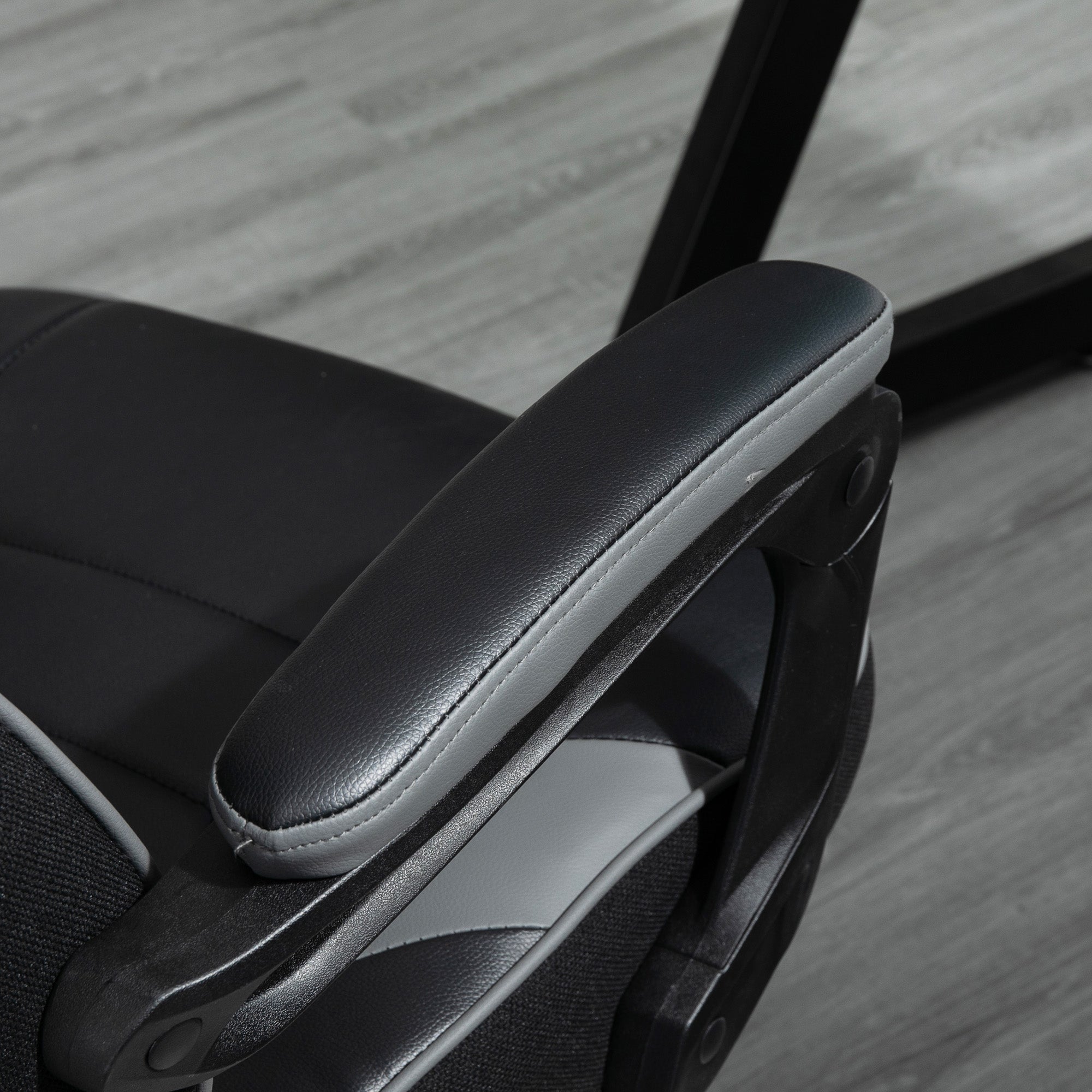 Faux Leather Gaming Chair 65cm Wide With Headrest And Swivel Wheels - Velmora
