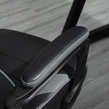 Faux Leather Gaming Chair 65cm Wide With Headrest And Swivel Wheels - Velmora