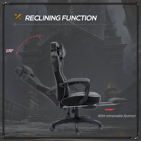 Faux Leather Gaming Chair 65cm Wide With Headrest And Swivel Wheels - Velmora