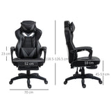 Faux Leather Gaming Chair 65cm Wide With Headrest And Swivel Wheels - Velmora