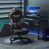 Faux Leather Gaming Chair 65cm Wide With Headrest And Swivel Wheels - Velmora
