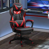 Faux Leather Gaming Chair 65cm Wide With Headrest And Swivel Wheels - Velmora