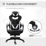 Faux Leather Gaming Chair 65cm Wide With Headrest And Swivel Wheels - Velmora