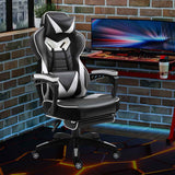 Faux Leather Gaming Chair 65cm Wide With Headrest And Swivel Wheels - Velmora