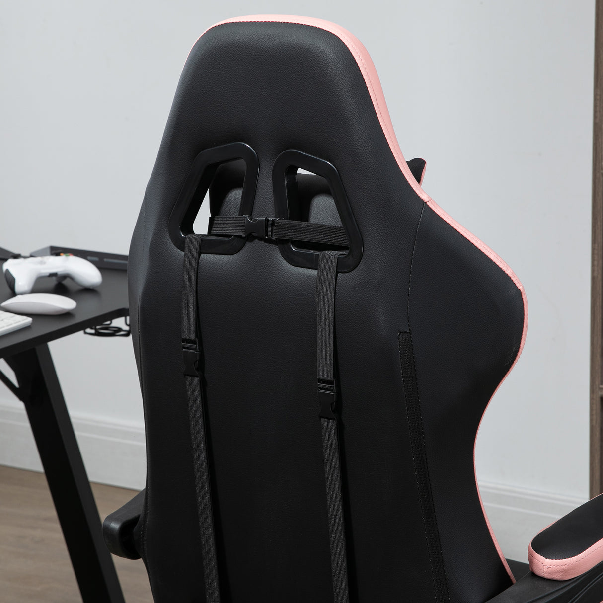 Faux Leather Gaming Chair 65cm Wide With Headrest - Velmora