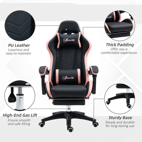 Faux Leather Gaming Chair 65cm Wide With Headrest - Velmora