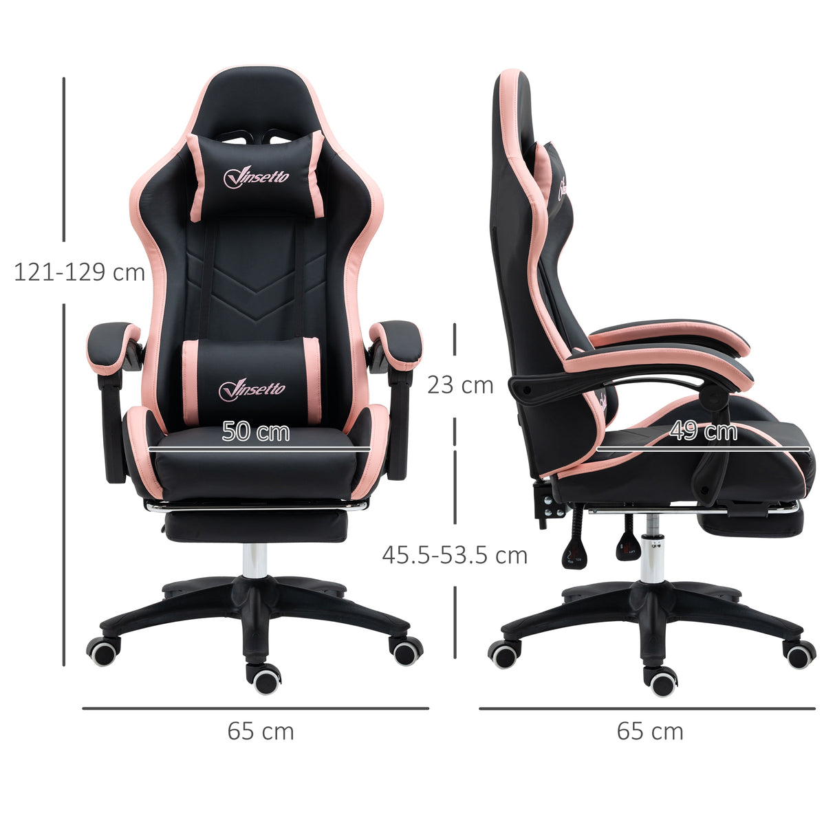 Faux Leather Gaming Chair 65cm Wide With Headrest - Velmora