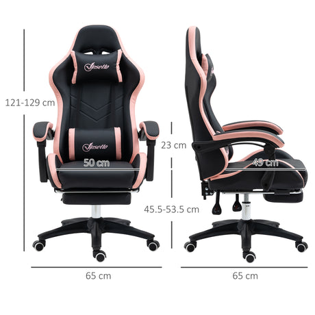 Faux Leather Gaming Chair 65cm Wide With Headrest - Velmora