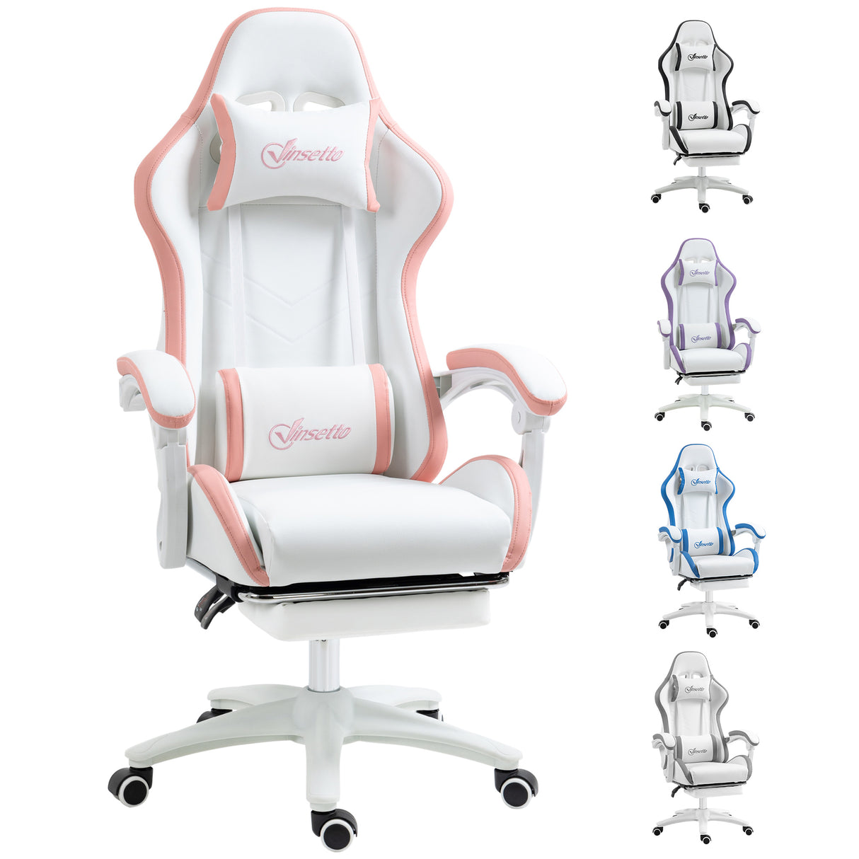 Faux Leather Gaming Chair 65cm Wide With Headrest - Velmora