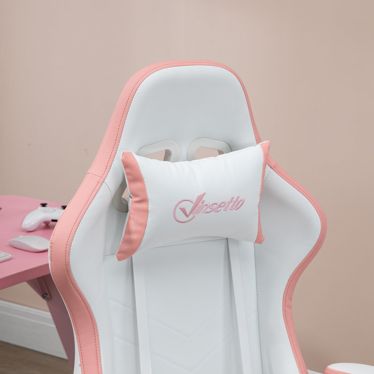 Faux Leather Gaming Chair 65cm Wide With Headrest - Velmora