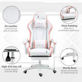 Faux Leather Gaming Chair 65cm Wide With Headrest - Velmora