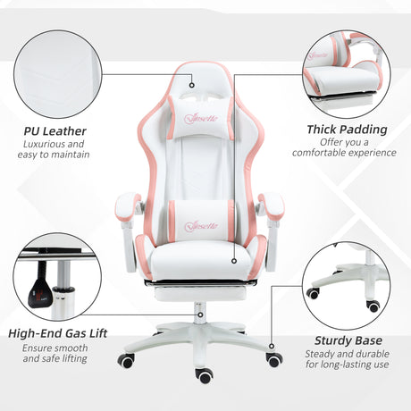 Faux Leather Gaming Chair 65cm Wide With Headrest - Velmora