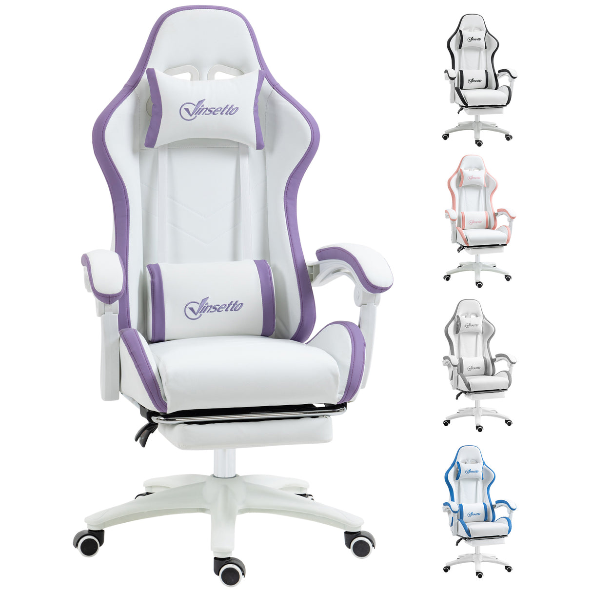 Faux Leather Gaming Chair 65cm Wide With Headrest - Velmora