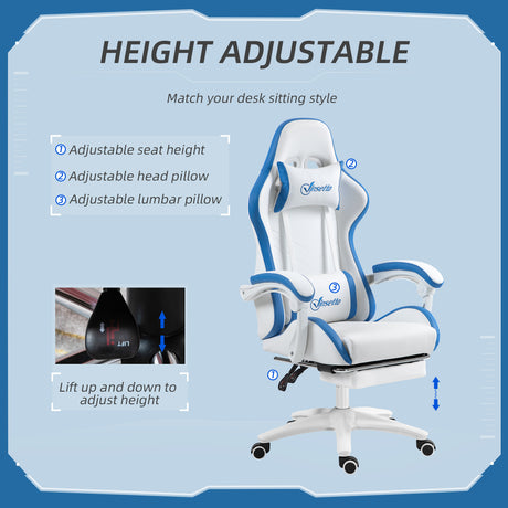 Faux Leather Gaming Chair 65cm Wide With Headrest - Velmora