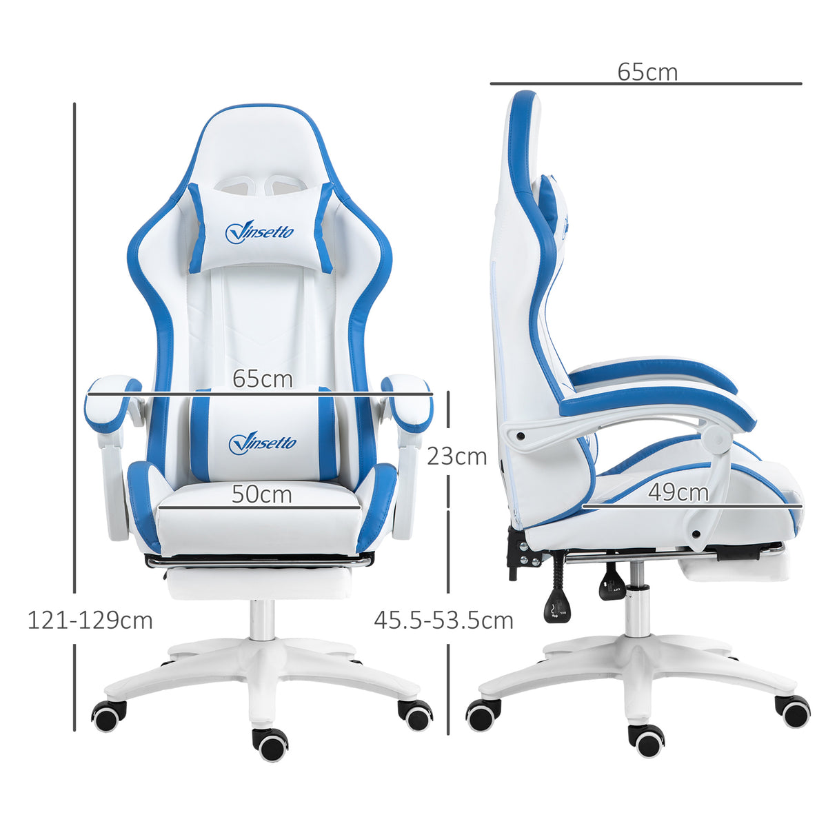 Faux Leather Gaming Chair 65cm Wide With Headrest - Velmora