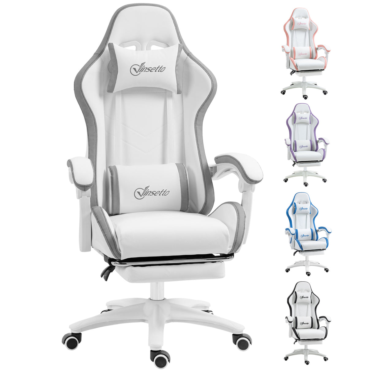 Faux Leather Gaming Chair 65cm Wide With Headrest - Velmora
