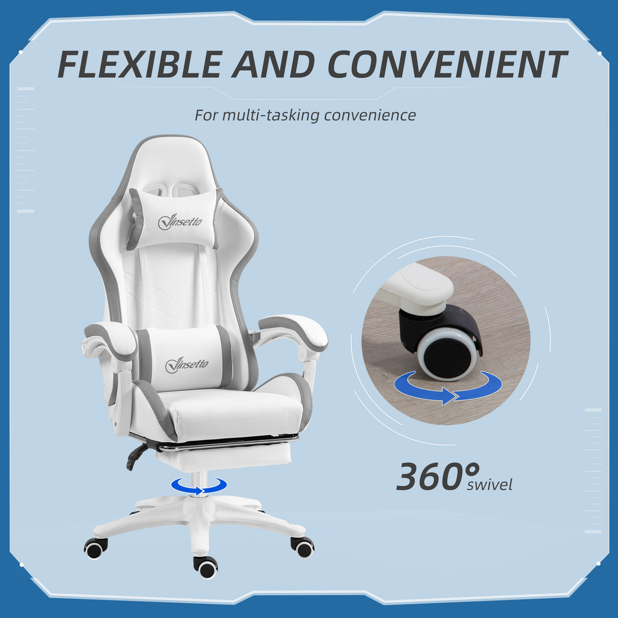 Faux Leather Gaming Chair 65cm Wide With Headrest - Velmora