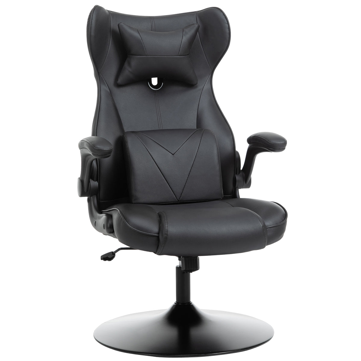 Faux Leather Gaming Chair 67cm Wide With Headrest And Flip-up Armrest - Velmora