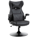 Faux Leather Gaming Chair 67cm Wide With Headrest And Flip-up Armrest - Velmora