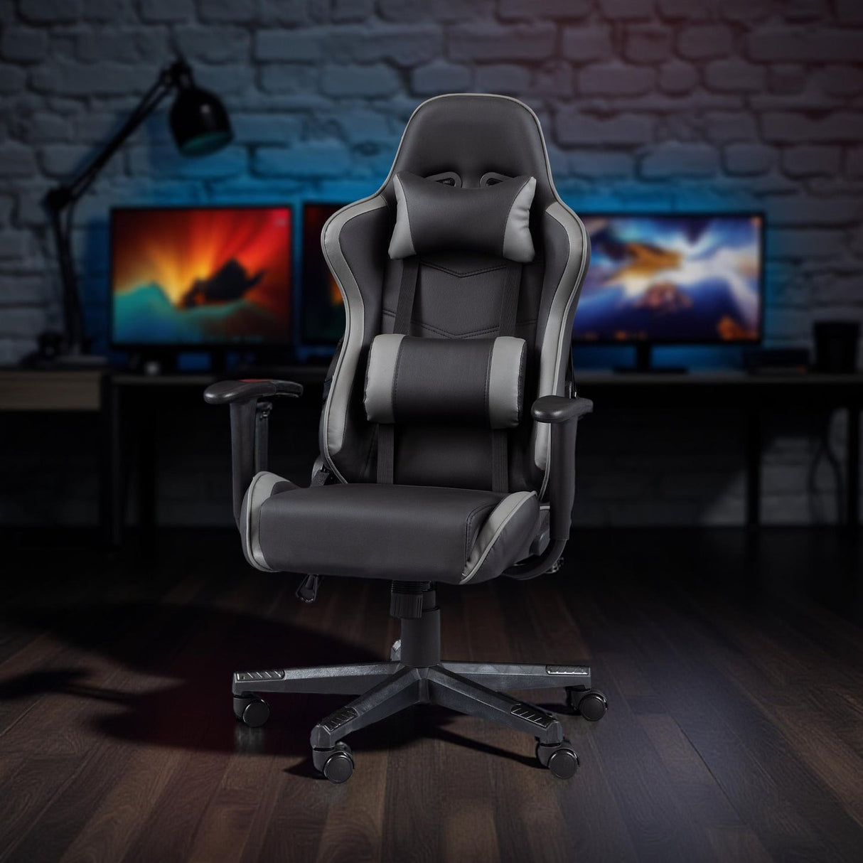 Faux Leather Gaming Chair With Grey Accents - Comet