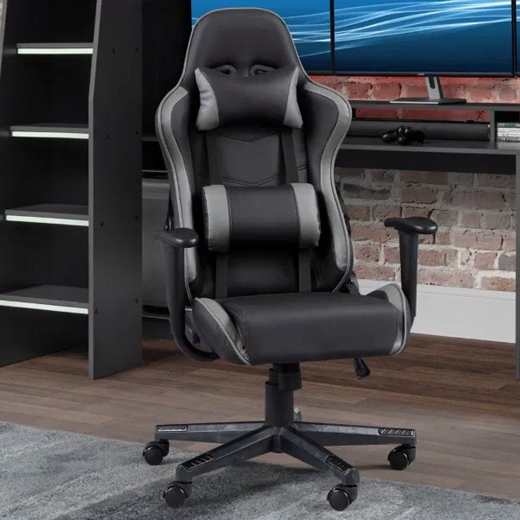 Faux Leather Gaming Chair With Grey Accents - Comet