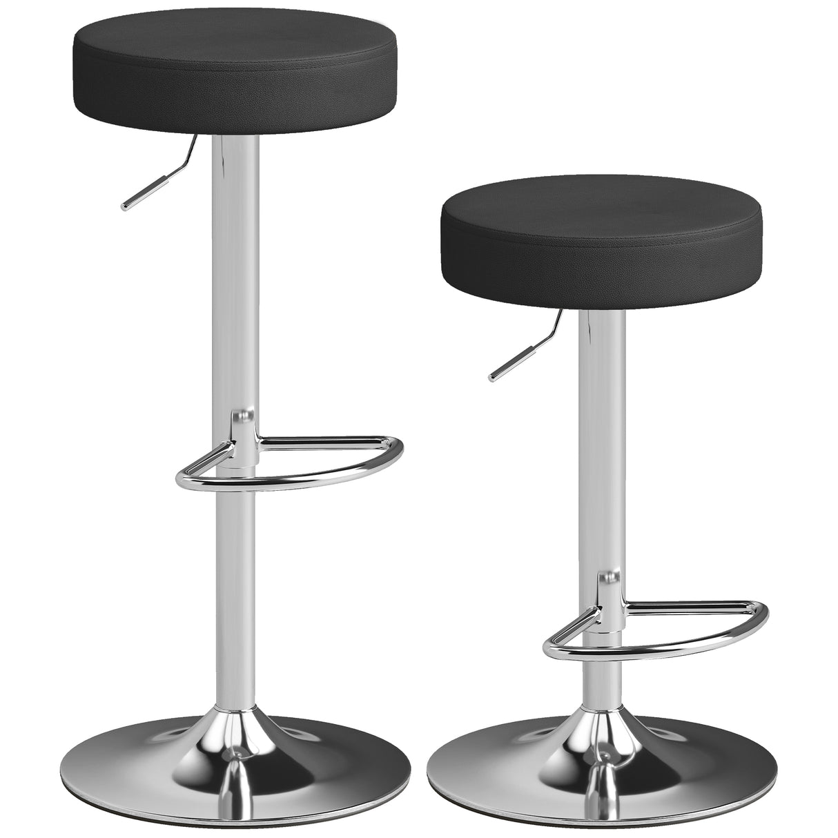 Faux Leather Height Adjustable Breakfast Bar Stools in Set Of 2 - Velmora