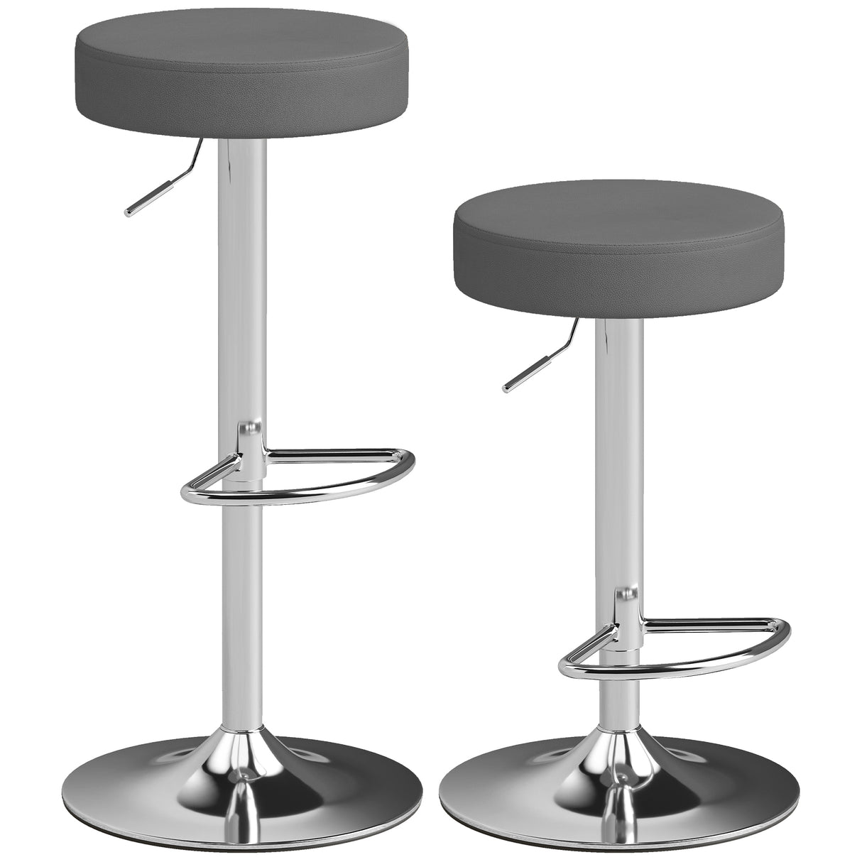 Faux Leather Height Adjustable Breakfast Bar Stools in Set Of 2 - Velmora