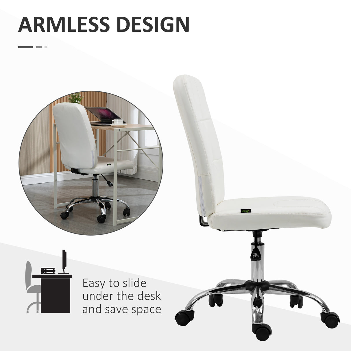Faux Leather Home And Office Chair 45cm Wide - Velmora