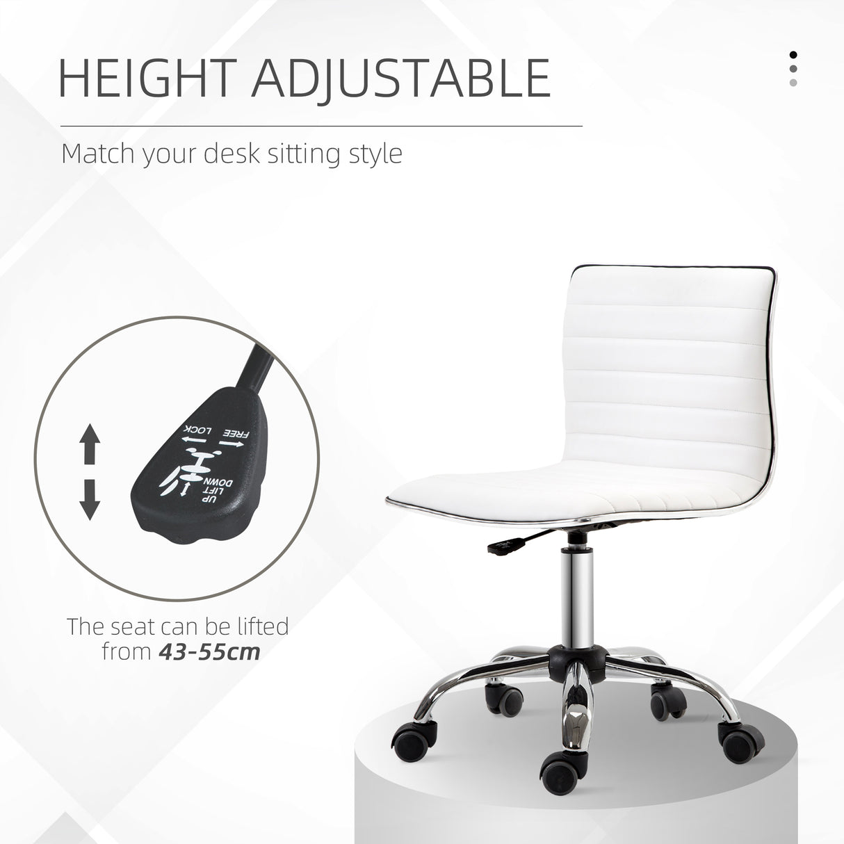 Faux Leather Home And Office Chair 48cm Wide With Armless - Velmora