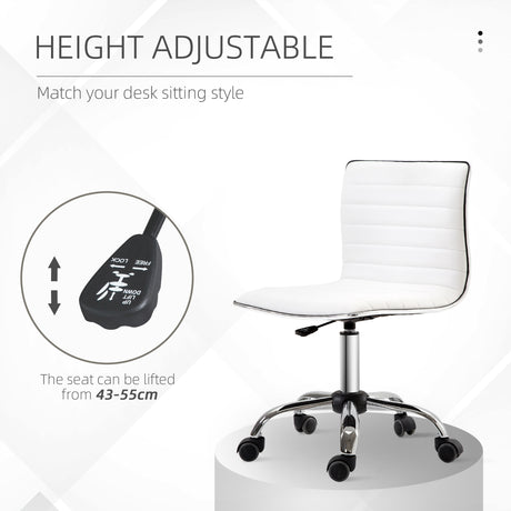 Faux Leather Home And Office Chair 48cm Wide With Armless - Velmora