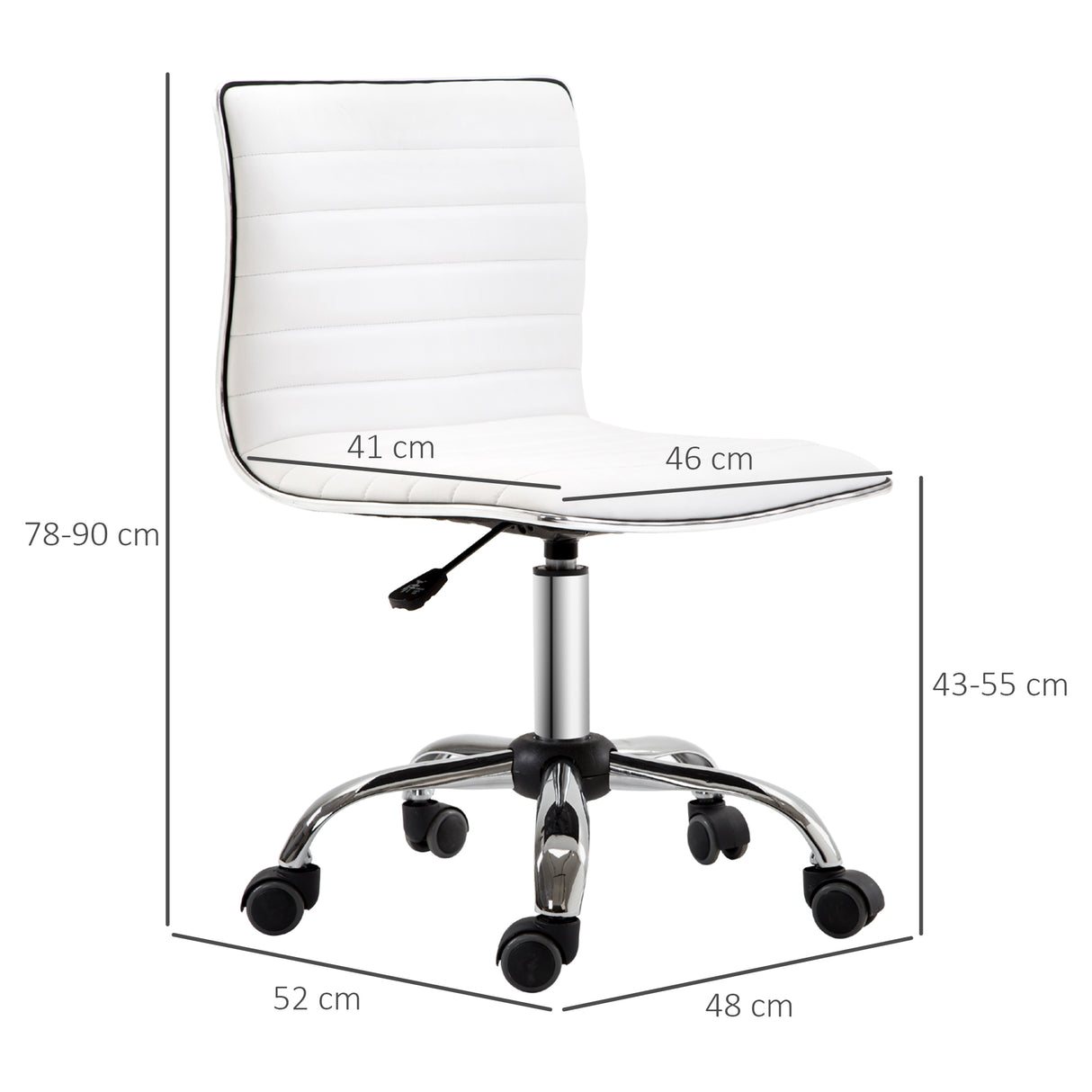 Faux Leather Home And Office Chair 48cm Wide With Armless - Velmora