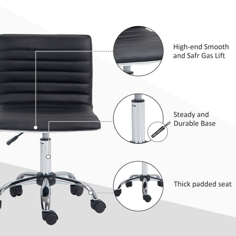 Faux Leather Home And Office Chair 48cm Wide With Armless - Velmora