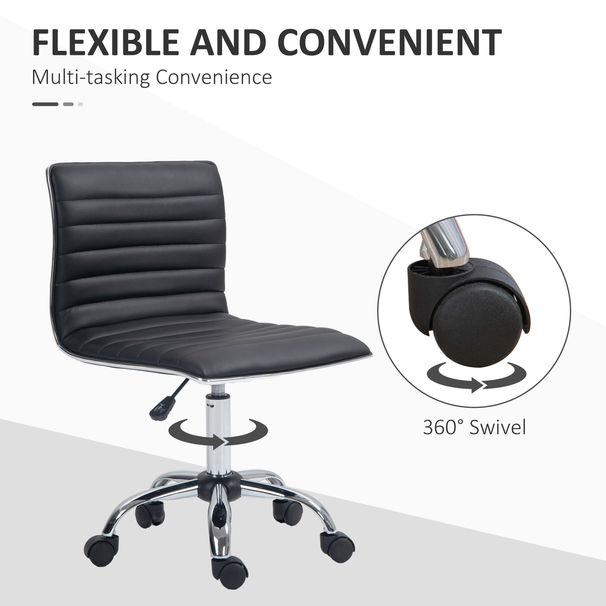 Faux Leather Home And Office Chair 48cm Wide With Armless - Velmora
