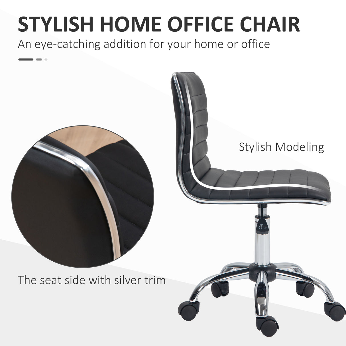 Faux Leather Home And Office Chair 48cm Wide With Armless - Velmora