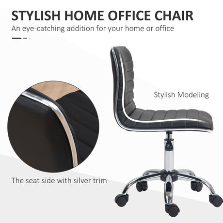 Faux Leather Home And Office Chair 48cm Wide With Armless - Velmora