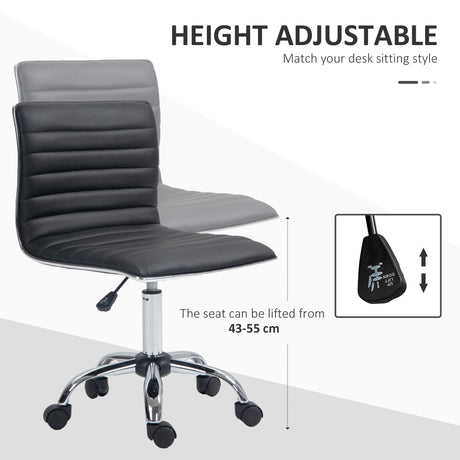 Faux Leather Home And Office Chair 48cm Wide With Armless - Velmora