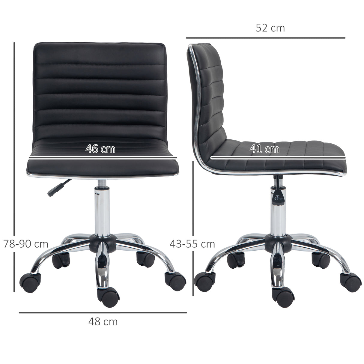Faux Leather Home And Office Chair 48cm Wide With Armless - Velmora