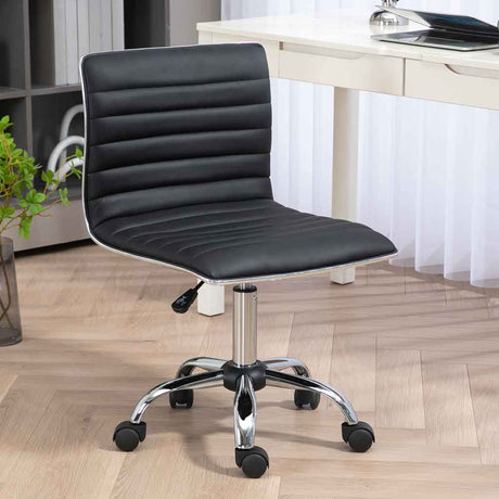 Faux Leather Home And Office Chair 48cm Wide With Armless - Velmora